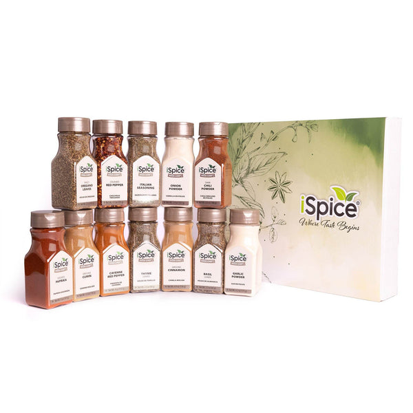 iSpice | 12 Pack of Spice and Herbs | Chef Naturelle | Mixed Spices & Seasonings Gift Set | Kosher - Black Tai Salt Co.