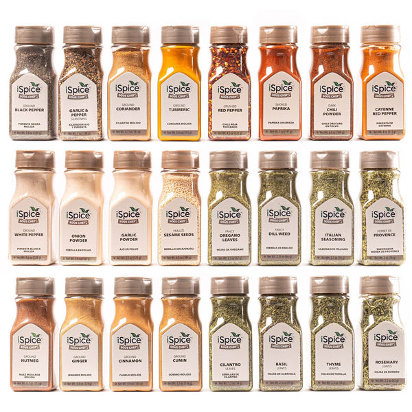 iSpice | 24 Pack of Spice and Herbs | Fiona | Mixed Spices & Seasonings Gift Set | Kosher - Black Tai Salt Co.