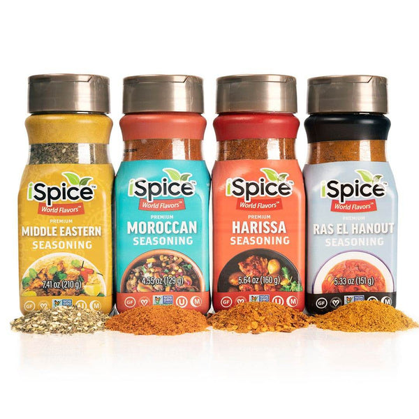 iSpice | 4 Pack of Ethnic Seasoning | Exotic Middle East | Mixed Spice & Seasoning Gift Set | Halal | Kosher - Black Tai Salt Co.