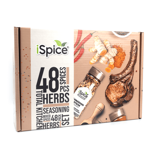iSpice | 48 Pack of Spice and Herbs | Total Kitchen | Mixed Spices & Seasonings Gift Set | Kosher - Black Tai Salt Co.