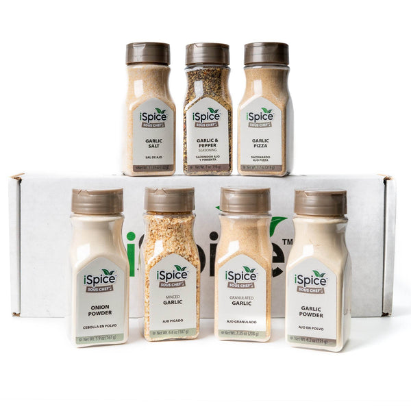 iSpice | 7 Pack of Garlic and Onion spices | Spice Belle | Mixed Spices & Seasonings Gift Set | Kosher - Black Tai Salt Co.