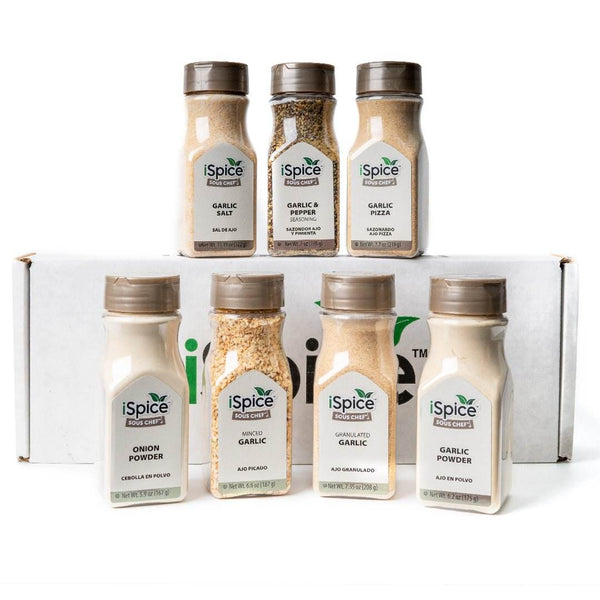 iSpice | 7 Pack of Garlic and Onion spices | Spice Belle | Mixed Spices & Seasonings Gift Set | Kosher - Black Tai Salt Co.
