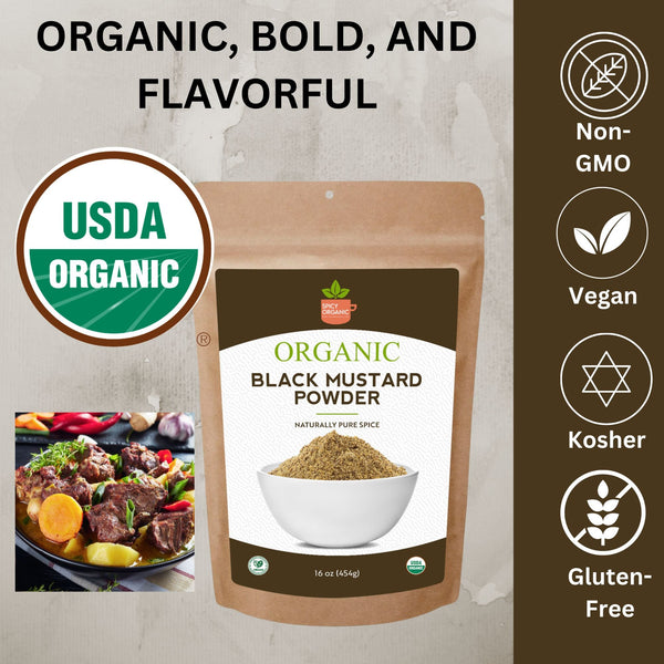 Organic Black Mustard Seed Powder – Certified USDA Organic - Rich, Flavorful Indian Spice for Cooking and Seasoning - Black Tai Salt Co.
