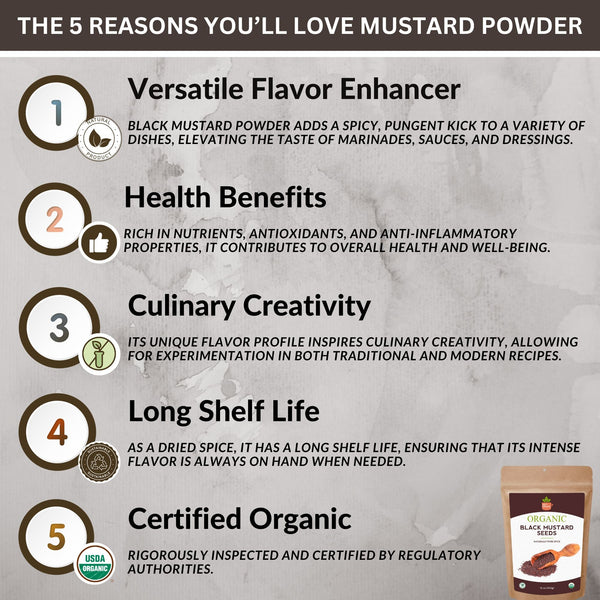 Organic Black Mustard Seed Powder – Certified USDA Organic - Rich, Flavorful Indian Spice for Cooking and Seasoning - Black Tai Salt Co.