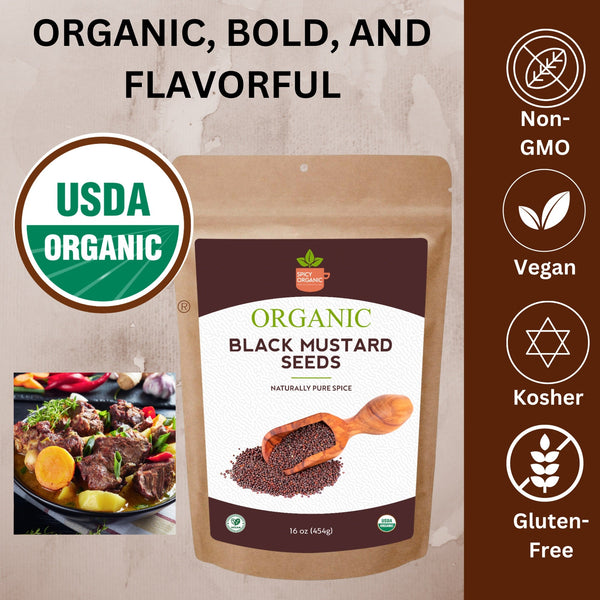 Organic Black Mustard Seeds - USDA Certified Organic - Ideal for Planting & Pickling - Dry, High - Quality Brown Mustard Seeds - Gluten - Free, Non - GMO, and Kosher - Black Tai Salt Co.