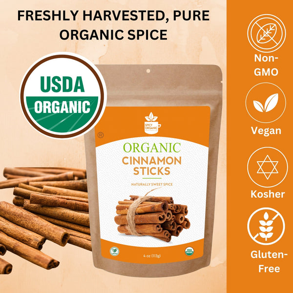 Organic Cassia Cinnamon Sticks – Bold & Spicy Whole Cinnamon, USDA Certified - Black Tai Salt Co.